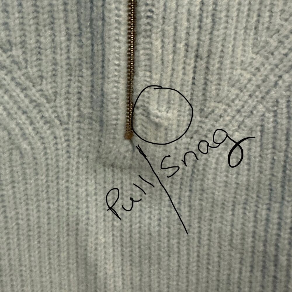 WHBM Novelty Sleeve Half Zip Pullover Color Glass ( Light Blue ) Size M - Picture 4 of 13
